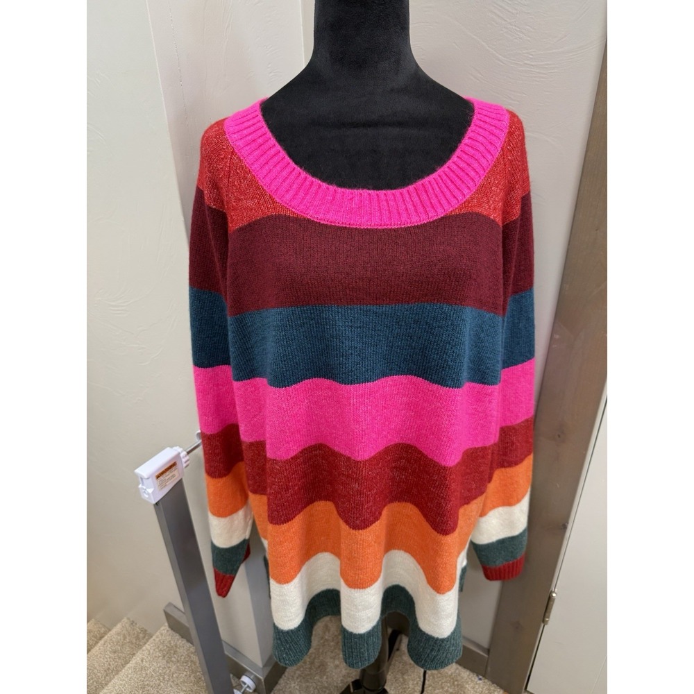NWT Lane Bryant Womens Plus 26/28 Multicolor Striped Knit Pullover Sweater